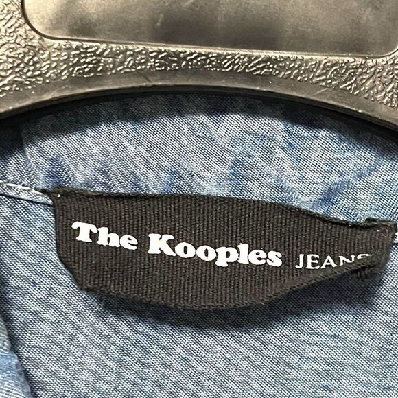 THE KOOPLES Embroidered Crane Long Sleeve Button Up Lyocell Chambray Shirt - Picture 6 of 11